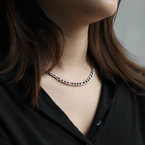 Image of 5/7/9mm Men's Stainless Steel Necklace Figaro Link Chain Choker for Men Women Gold Silver Color Solid Accessories Fashion KNM177