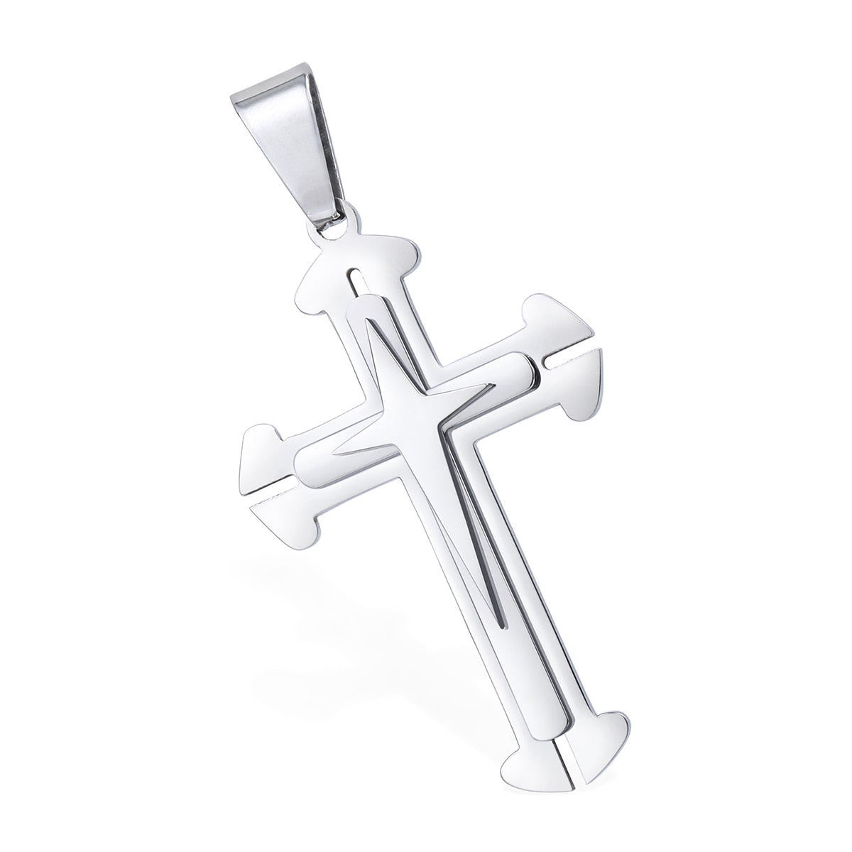 Dropshipping Cross Pendant Necklace For Men Black Gold Silver color Stainless Steel Pendant Necklace Men Hip Hop Jewelry KP52