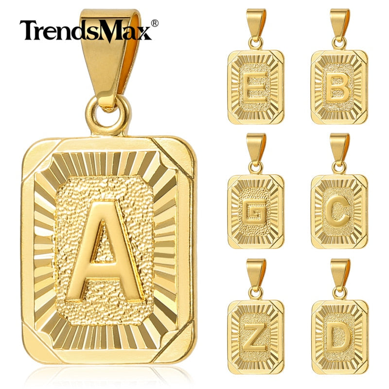 Initial letter Pendant a b c Charm Gold Necklace for Women Men Cuban Link Chain Dropshipping GPM05C
