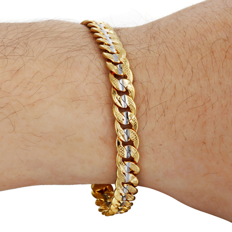 Image of Men's Bracelet 4mm 6mm Cuban Link Chain Yellow Gold Mix Silver Color Bracelet for Women Men fashion 2020 Jewelry Gift GB94A