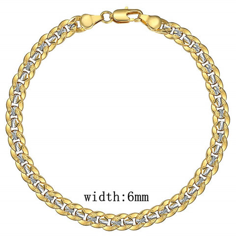 Image of Men's Bracelet 4mm 6mm Cuban Link Chain Yellow Gold Mix Silver Color Bracelet for Women Men fashion 2020 Jewelry Gift GB94A