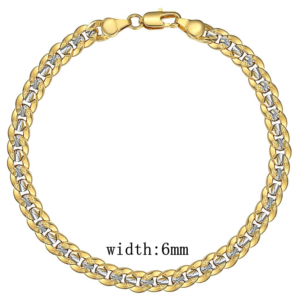 Men's Bracelet 4mm 6mm Cuban Link Chain Yellow Gold Mix Silver Color Bracelet for Women Men fashion 2020 Jewelry Gift GB94A