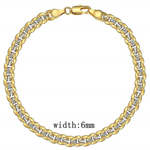 Image of Men's Bracelet 4mm 6mm Cuban Link Chain Yellow Gold Mix Silver Color Bracelet for Women Men fashion 2020 Jewelry Gift GB94A