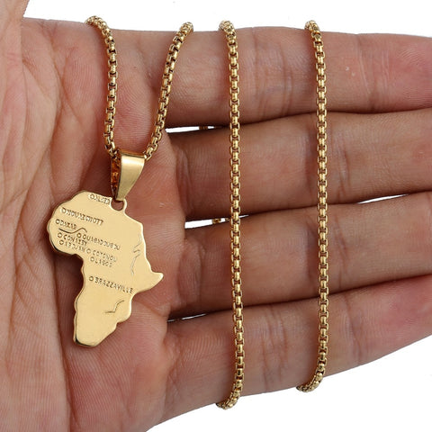 Image of Trendsmax Africa Map Gold Pendant Necklace for Men Women Fashion African Map Pendant Hip Hop Dropshipping Jewelry Ethiopian GP56
