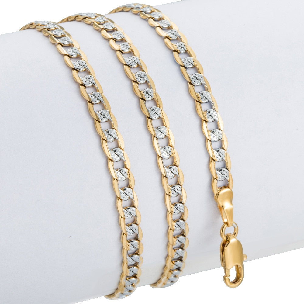 Trendsmax Gold Chain Necklace Men Women Cuban Link Chain Male Necklace Fashion Men's Jewelry Wholesale Gifts 4mm GN64