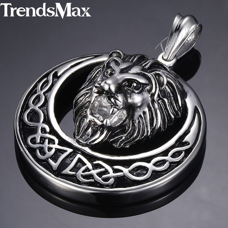 Dropshipping 2018 Lion Pendant Necklace For Men Gold Black Silver color Stainless Steel Chain Necklace Men Hip Hop Jewelry HP97