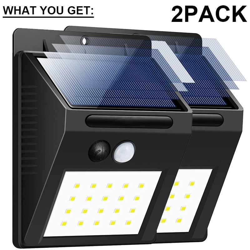 EZK20 Security Solar Lights Wireless Waterproof 20 LED Motion Sensor Outdoor 3 Modes Night Lamp for Yard Garden