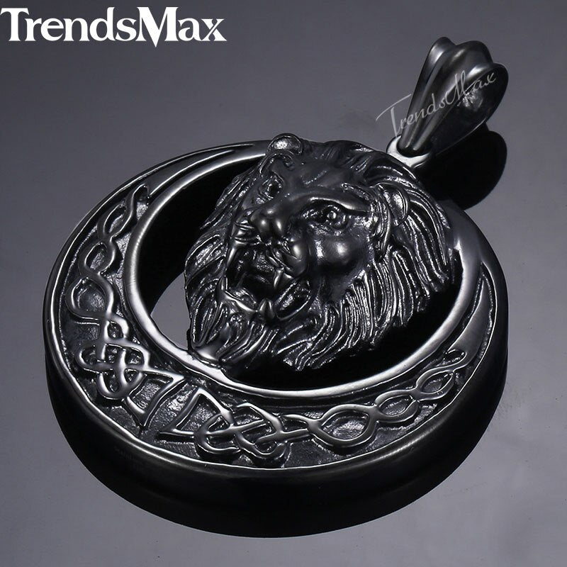 Dropshipping 2018 Lion Pendant Necklace For Men Gold Black Silver color Stainless Steel Chain Necklace Men Hip Hop Jewelry HP97