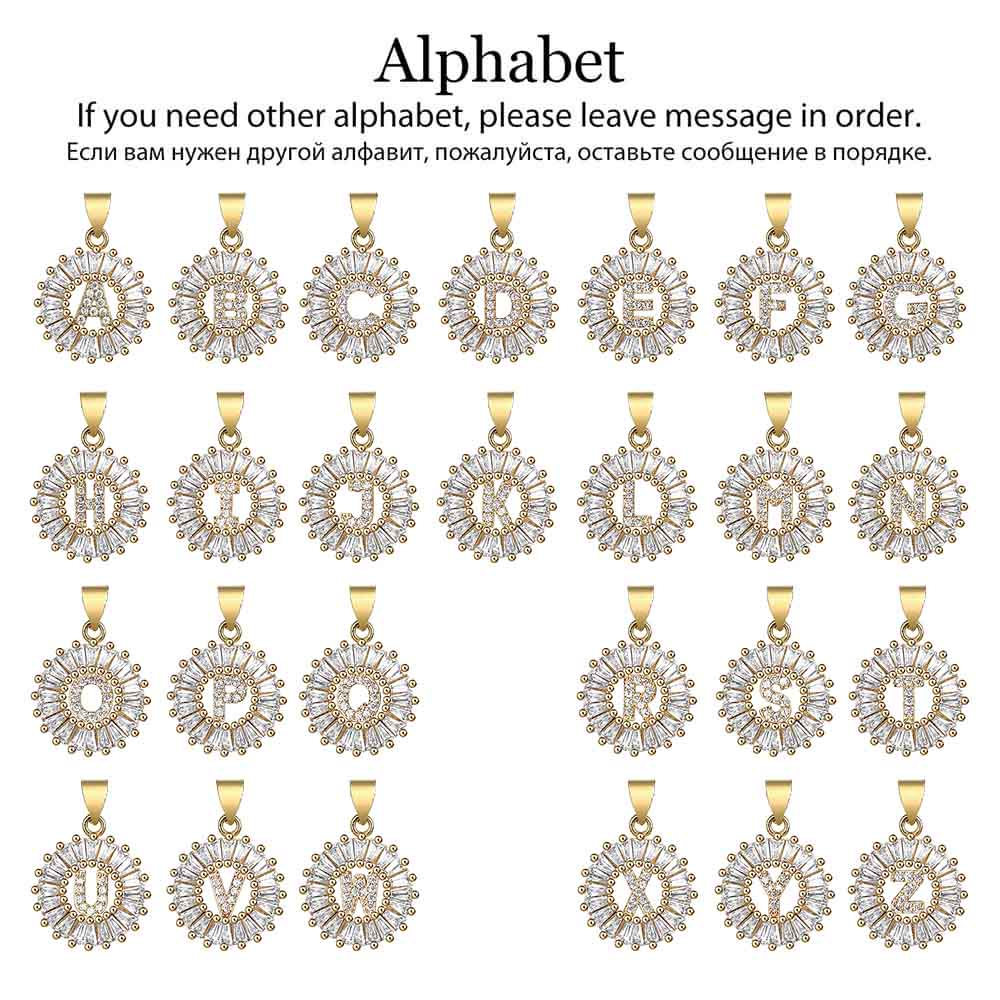 Cute CZ Initial Letter Pendant Necklace For Women Girls Stainless Steel Rolo Chain Rhinestone Gold Name Charms Jewelry GP399C