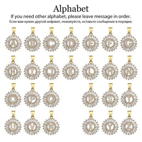 Image of Cute CZ Initial Letter Pendant Necklace For Women Girls Stainless Steel Rolo Chain Rhinestone Gold Name Charms Jewelry GP399C