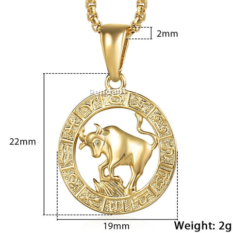 Image of Men's Women's 12 Horoscope Zodiac Sign Gold Pendant Necklace Aries Leo Wholesale Dropshipping 12 Constellations Jewelry GPM24