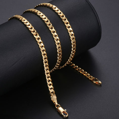 Image of Trendsmax Men's Cuban Link Chain Necklace Gold Filled Chain Necklace Gift For Men Hiphop Wholesale Jewelry 4.5mm 50cm 60cm GN438