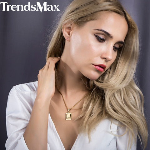 Image of Trendsmax Initial letter Pendant Necklace a b c Charm Gold Capital Letter necklace for Women girl Alphabet Jewelry GPM05A