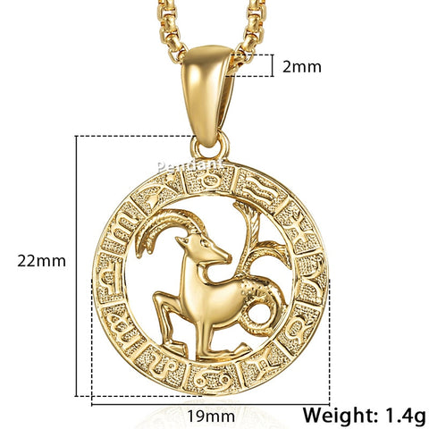 Image of Men's Women's 12 Horoscope Zodiac Sign Gold Pendant Necklace Aries Leo Wholesale Dropshipping 12 Constellations Jewelry GPM24