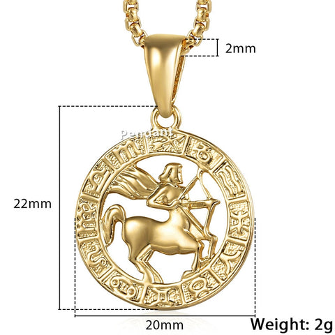 Image of Men's Women's 12 Horoscope Zodiac Sign Gold Pendant Necklace Aries Leo Wholesale Dropshipping 12 Constellations Jewelry GPM24