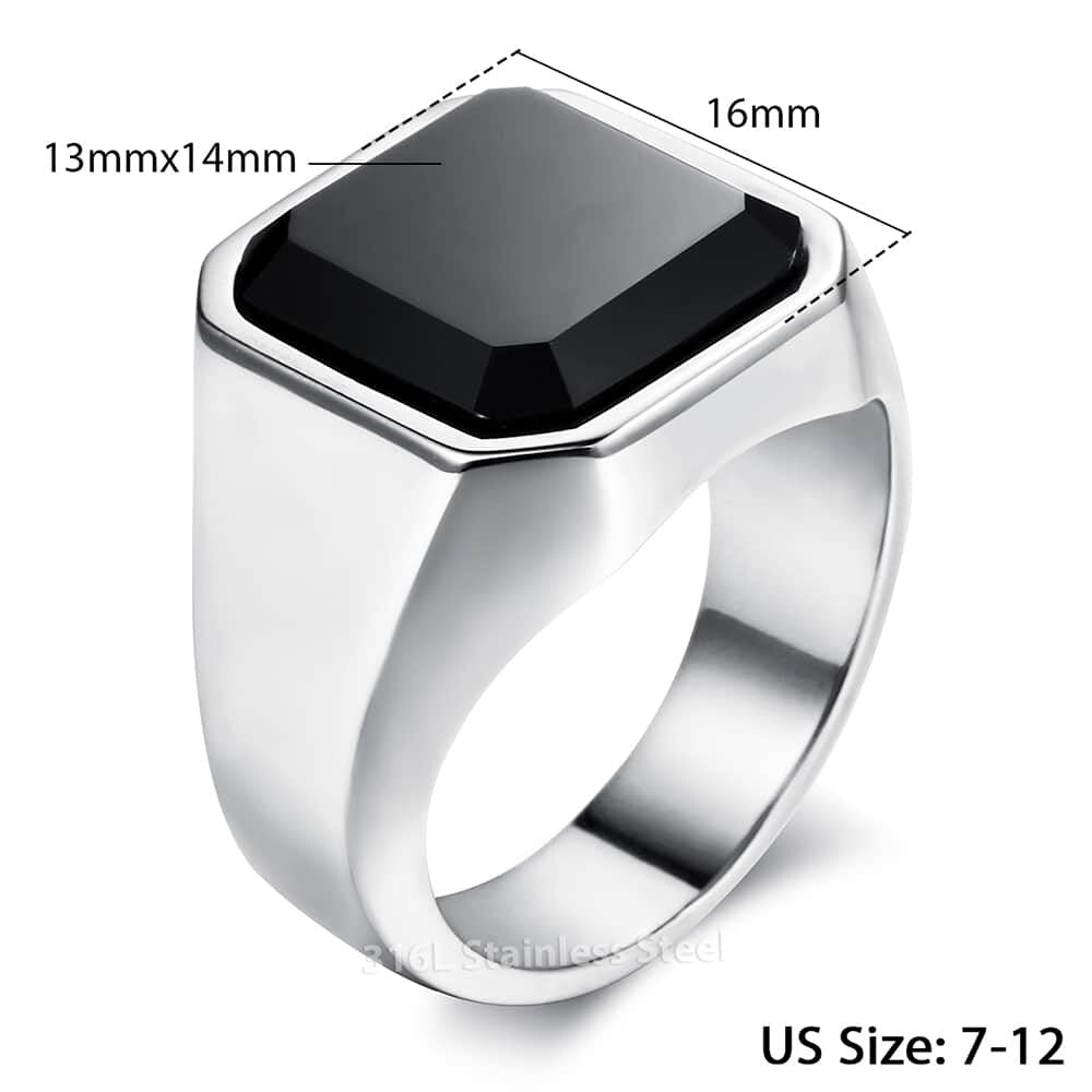 Men's Ring Rock Punk Smooth 316L Stainless Steel Black CZ Gold Silver Color Hip Hop Rings For Men Party Jewelry Wholesale KHRM63