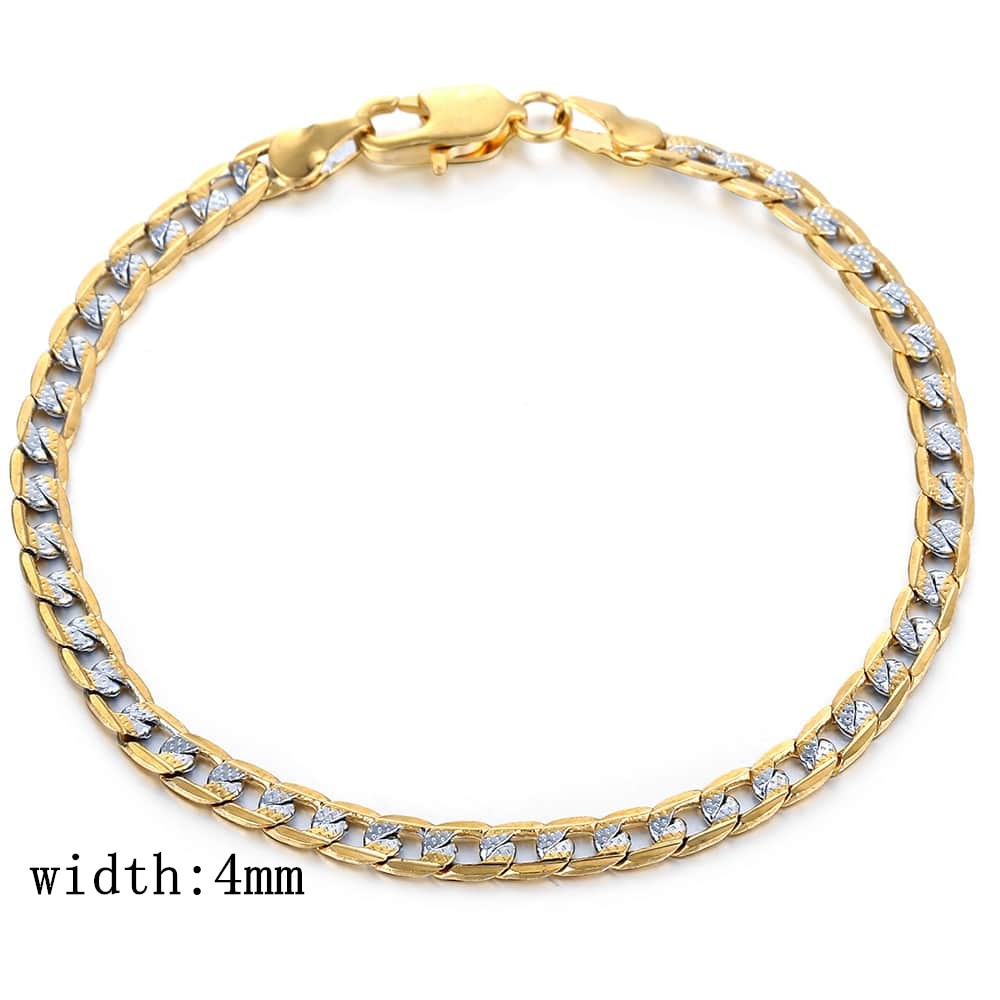 Men's Bracelet 4mm 6mm Cuban Link Chain Yellow Gold Mix Silver Color Bracelet for Women Men fashion 2020 Jewelry Gift GB94A