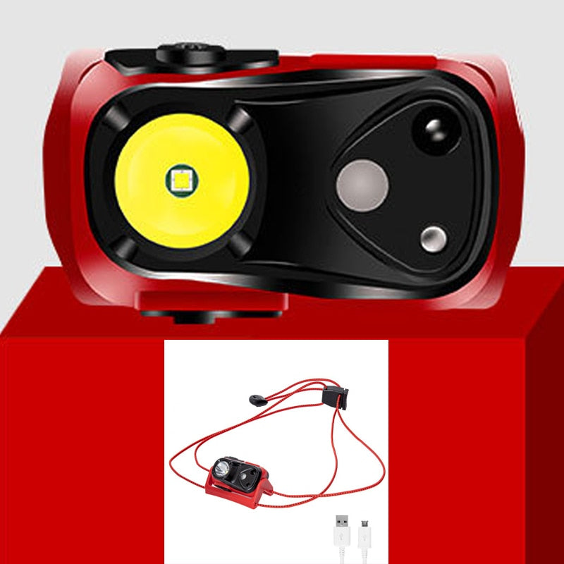 ZK20 Portable Lightweight USB Rechargeable LED Headlamp  Sensing headlamps with Adjustable Head Rope for Running