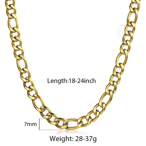 Image of 5/7/9mm Men's Stainless Steel Necklace Figaro Link Chain Choker for Men Women Gold Silver Color Solid Accessories Fashion KNM177