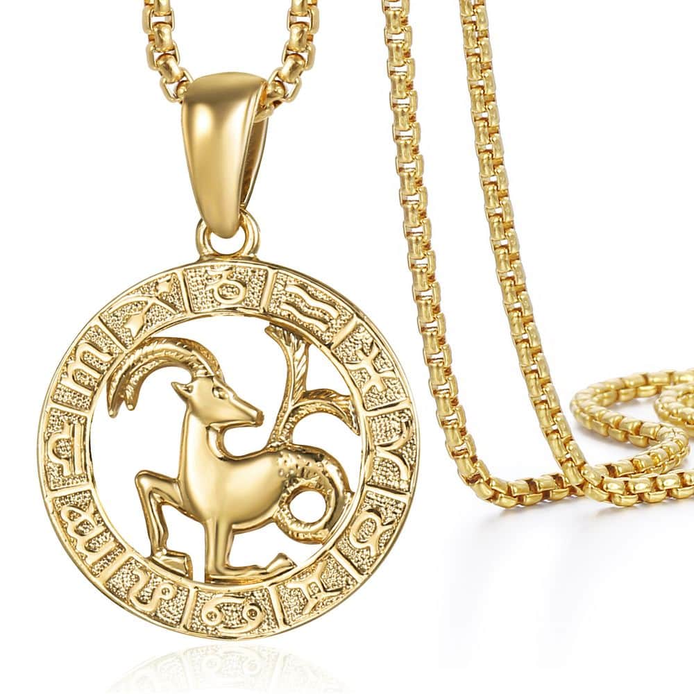 Men's Women's 12 Horoscope Zodiac Sign Gold Pendant Necklace Aries Leo Wholesale Dropshipping 12 Constellations Jewelry GPM24