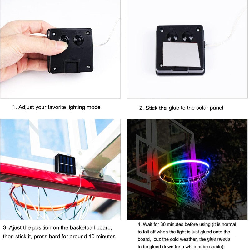 EZK20 LED Basketball Hoop Solar Lights LED Strip Lamp Perfect for Night Outdoors Training