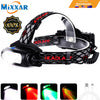 EZK20 COB Headlamp 8 Mode Red Green Light Rotatable T6 LED for Camping Hiking Fishing No 18650 Battery