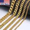 Men's Hiphop Necklace Stainless Steel Curb Cuban Link Chain Gold Black Necklace for Men Jewelry Gift KNM08