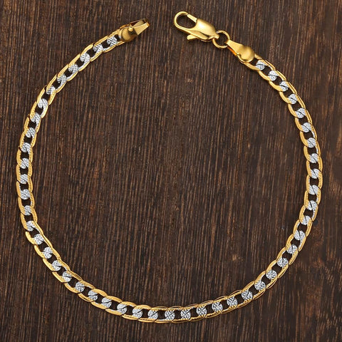 Image of Men's Bracelet 4mm 6mm Cuban Link Chain Yellow Gold Mix Silver Color Bracelet for Women Men fashion 2020 Jewelry Gift GB94A