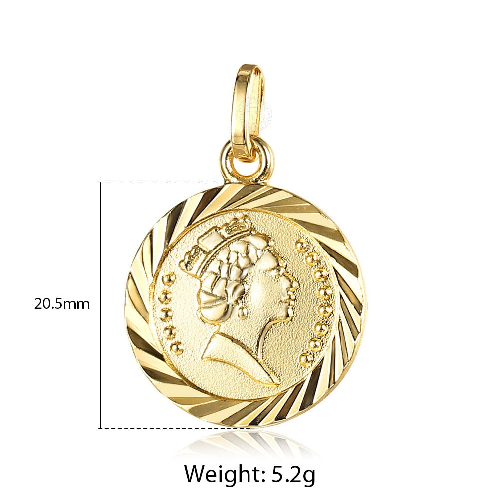 2020 New Gold Color Pendant Necklace for Women Men  Jesus Cross Queen Elizabeth Portrait Charm Fashion Jewelry Accessories GPM01