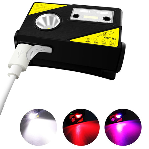 Image of EZK20 XPG LED EDC LED Headlamp Built-in Battery USB Sensor Headlight with Hat Clip Reflective Headband for Fishing