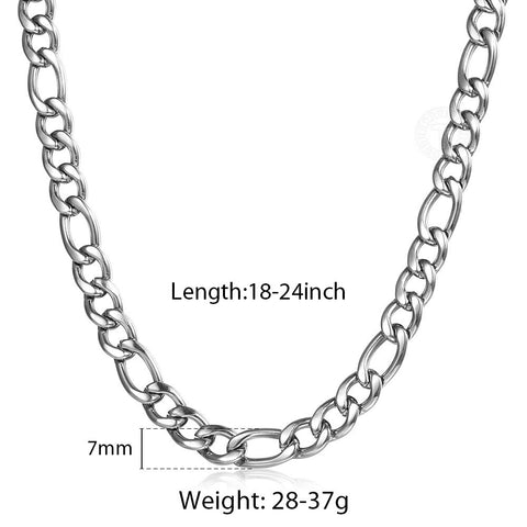 Image of 5/7/9mm Men's Stainless Steel Necklace Figaro Link Chain Choker for Men Women Gold Silver Color Solid Accessories Fashion KNM177