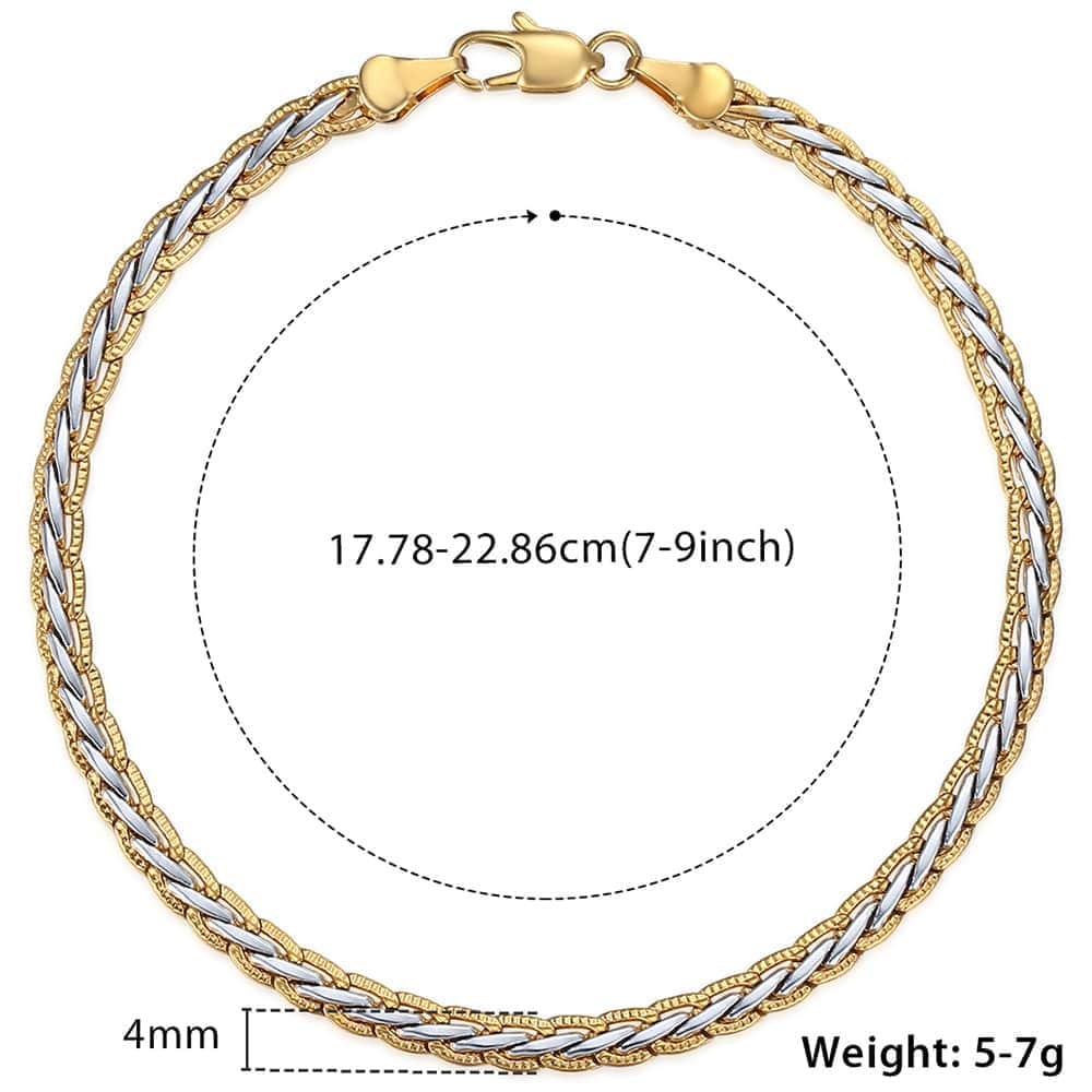 Men's Bracelet 4mm 6mm Cuban Link Chain Yellow Gold Mix Silver Color Bracelet for Women Men fashion 2020 Jewelry Gift GB94A