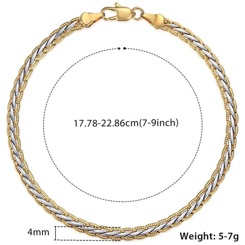 Image of Men's Bracelet 4mm 6mm Cuban Link Chain Yellow Gold Mix Silver Color Bracelet for Women Men fashion 2020 Jewelry Gift GB94A