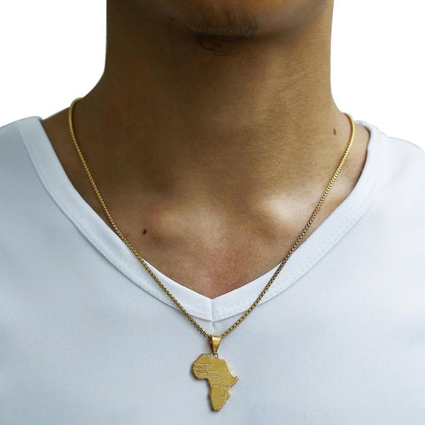 Image of Trendsmax Africa Map Gold Pendant Necklace for Men Women Fashion African Map Pendant Hip Hop Dropshipping Jewelry Ethiopian GP56
