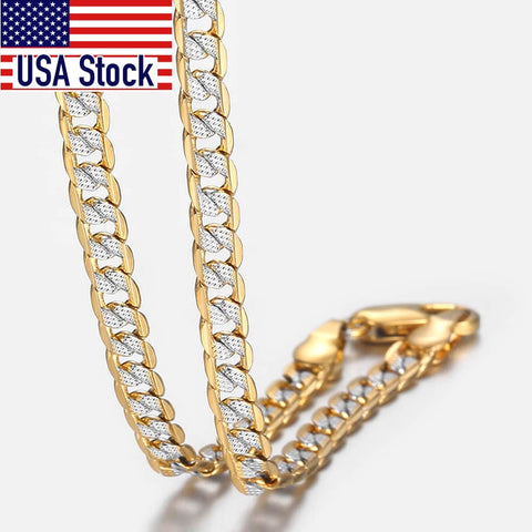 Image of Trendsmax Gold Chain Necklace Men Women Cuban Link Chain Male Necklace Fashion Men's Jewelry Wholesale Gifts 4mm GN64