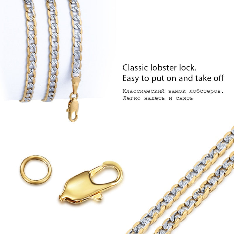 Trendsmax Gold Chain Necklace Men Women Cuban Link Chain Male Necklace Fashion Men's Jewelry Wholesale Gifts 4mm GN64
