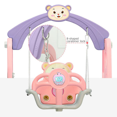 Image of 6 In 1 Kids Indoor And Outdoor Slide Swing And Basketball Football Baseball Set