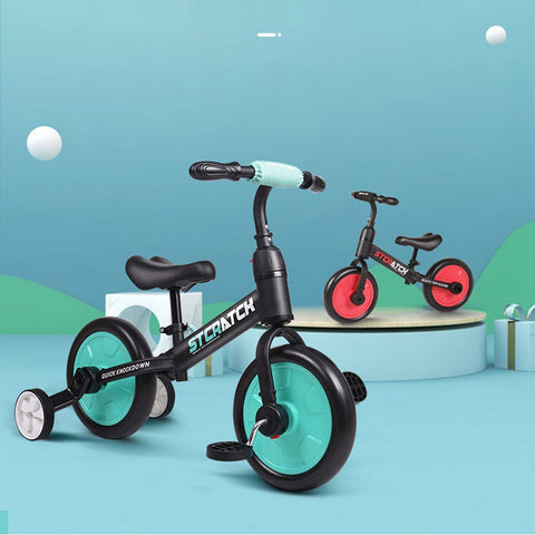Image of 4-In-1 Children Bike With Training Wheels And Pedals  Balance Bike For 2-6 Age