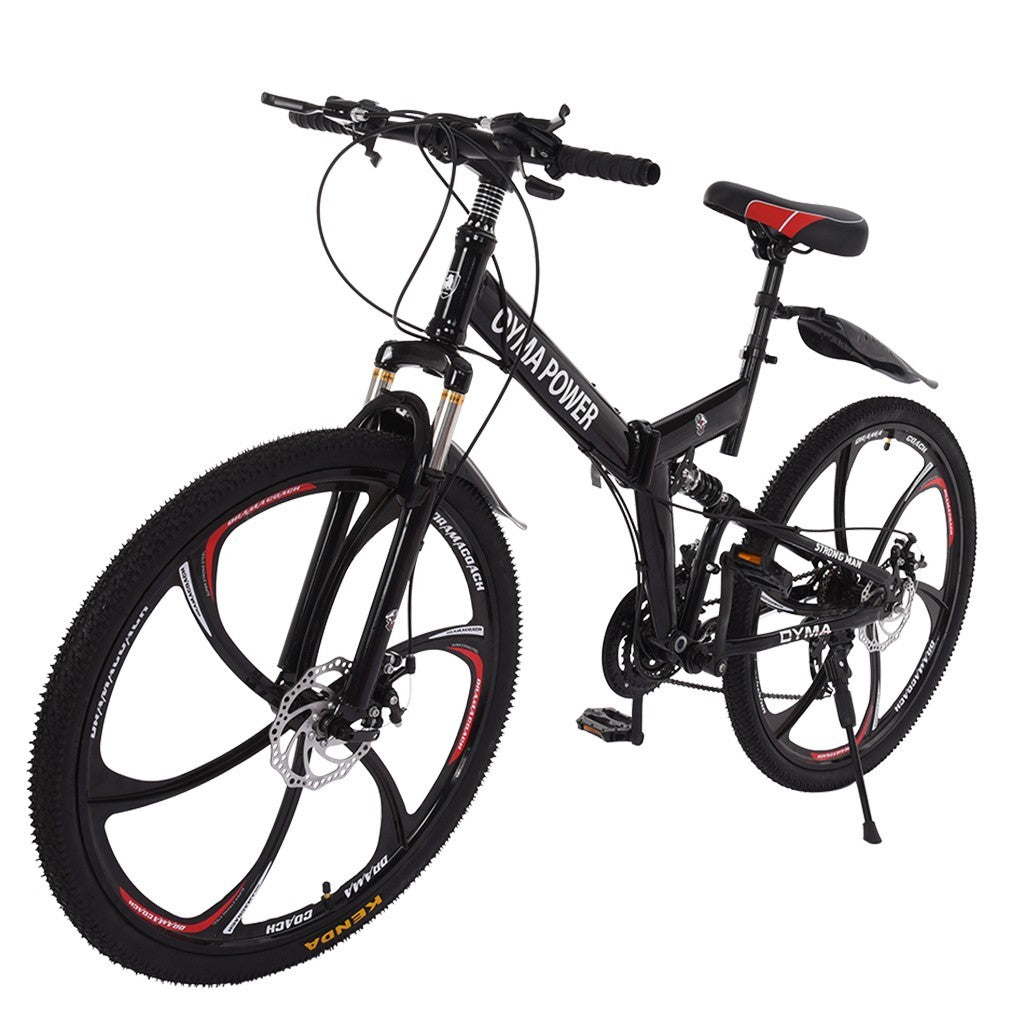 26in Folding Mountain Bike Shimanos 21 Speed Bicycle Full Suspension MTB Bikes