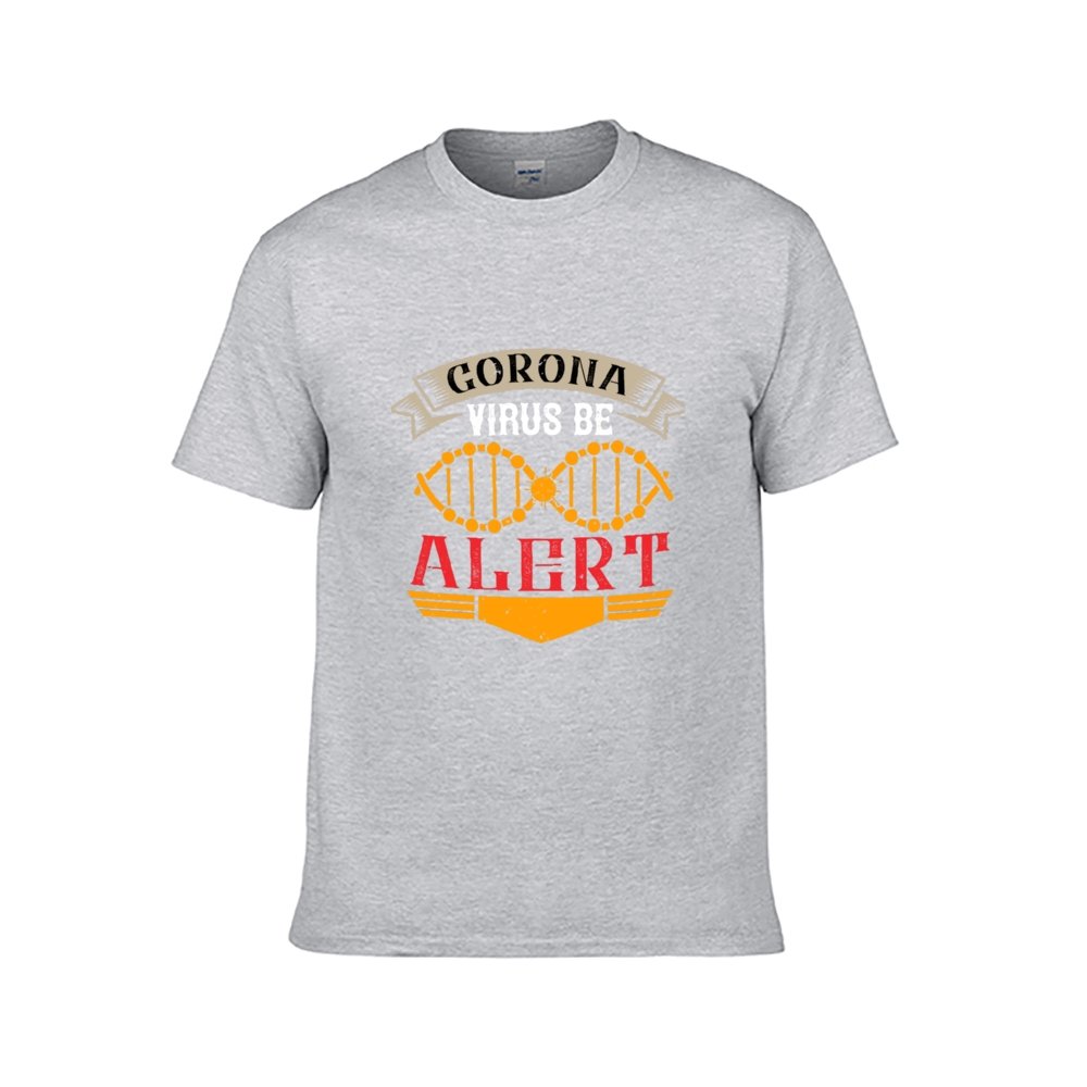 Corona Virus Be Alert T-Shirt for Men, Adult Cotton Short Sleeve Tee - Alexecom.com
