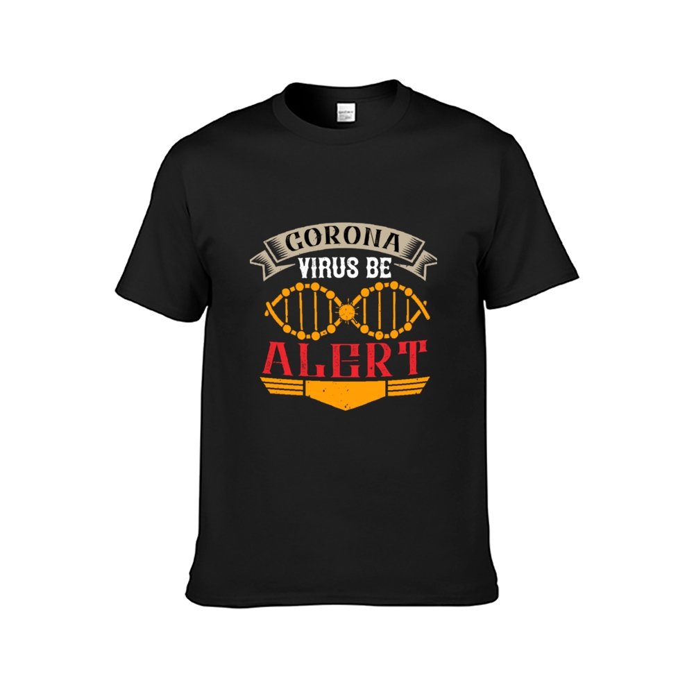 Corona Virus Be Alert T-Shirt for Men, Adult Cotton Short Sleeve Tee - Alexecom.com