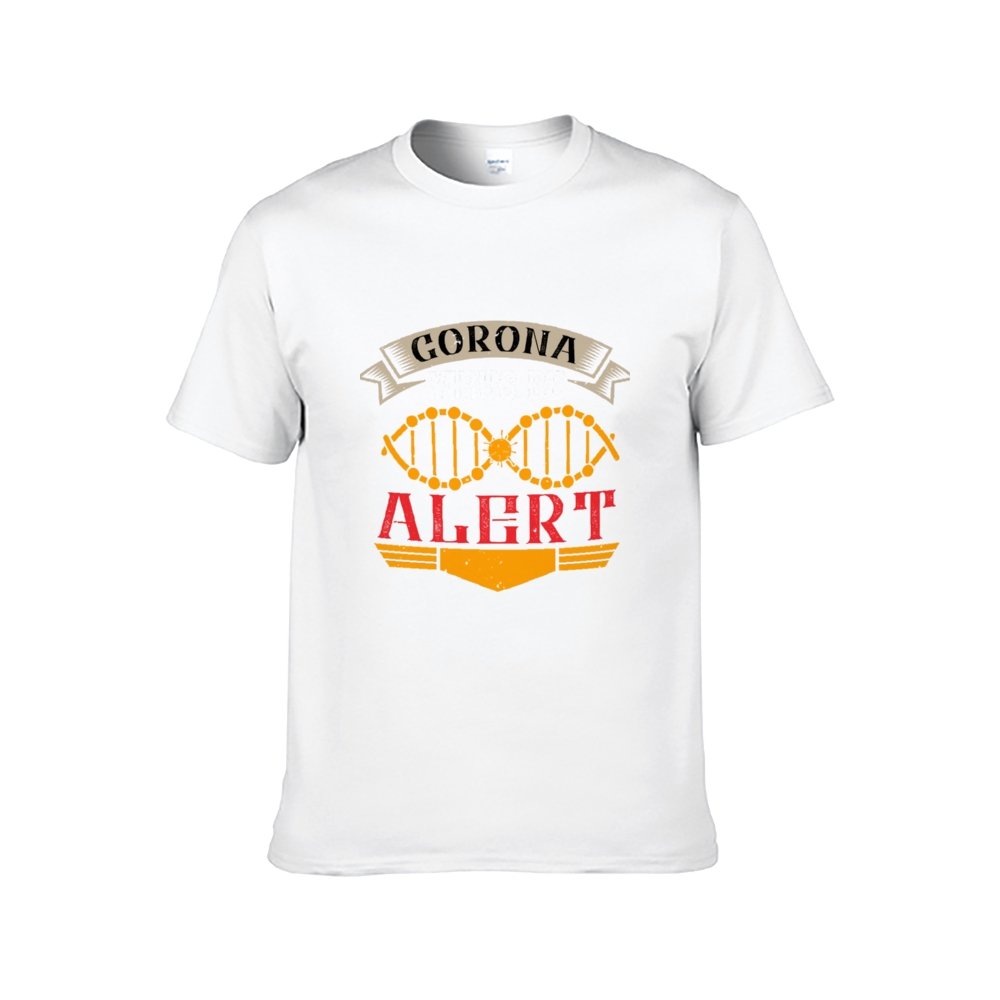 Corona Virus Be Alert T-Shirt for Men, Adult Cotton Short Sleeve Tee - Alexecom.com