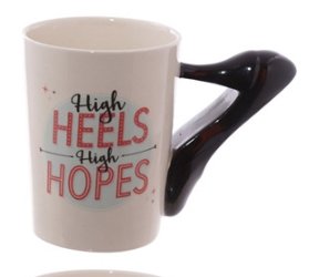 Image of Cute Makeup Tools Mug Creative Boots High Heels Hair Dryer Scepter Handle Ceramic Mug - Alexecom.com