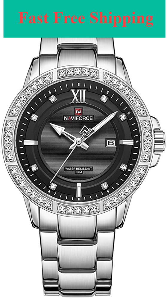Men's Classic Diamond Watches Stainless Steel Waterproof  