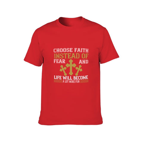 Image of Double Sided Choose Faith Instead of Fear T-Shirt for Men, Adult Cotton Short Sleeve Tee - Alexecom.com
