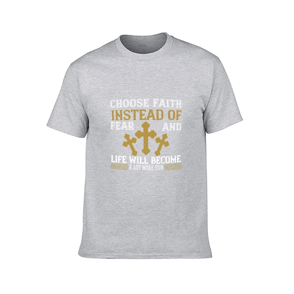 Double Sided Choose Faith Instead of Fear T-Shirt for Men, Adult Cotton Short Sleeve Tee - Alexecom.com