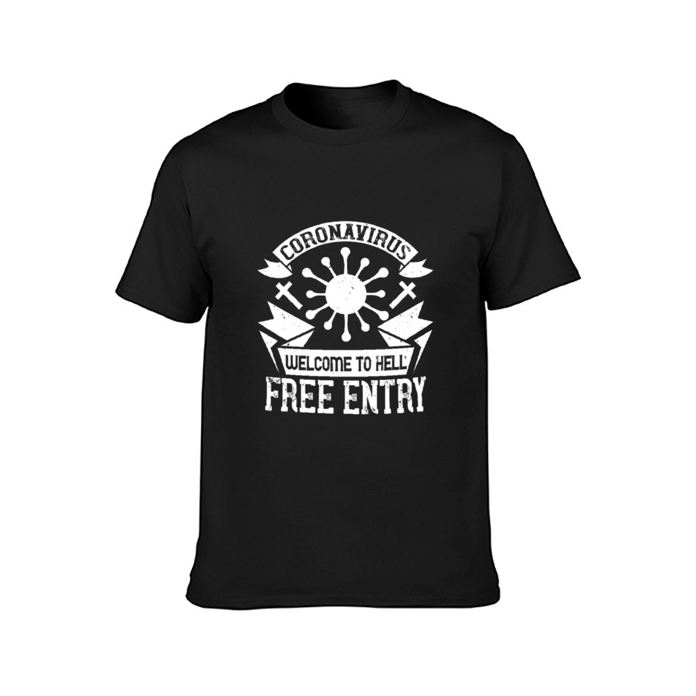 Double Sided Corona Free Entry T-Shirt for Men, Adult Cotton Short Sleeve Tee - Alexecom.com