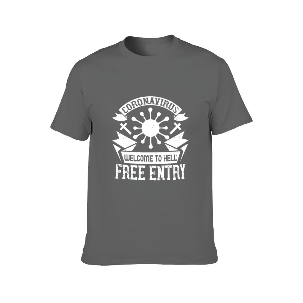 Double Sided Corona Free Entry T-Shirt for Men, Adult Cotton Short Sleeve Tee - Alexecom.com