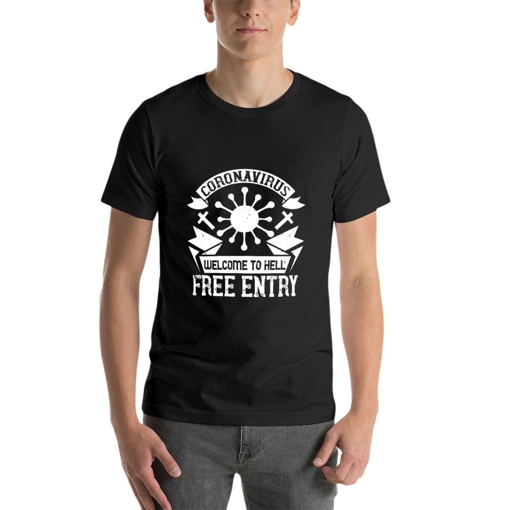 Double Sided Corona Free Entry T-Shirt for Men, Adult Cotton Short Sleeve Tee - Alexecom.com