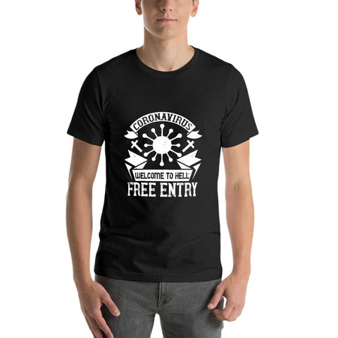 Image of Double Sided Corona Free Entry T-Shirt for Men, Adult Cotton Short Sleeve Tee - Alexecom.com